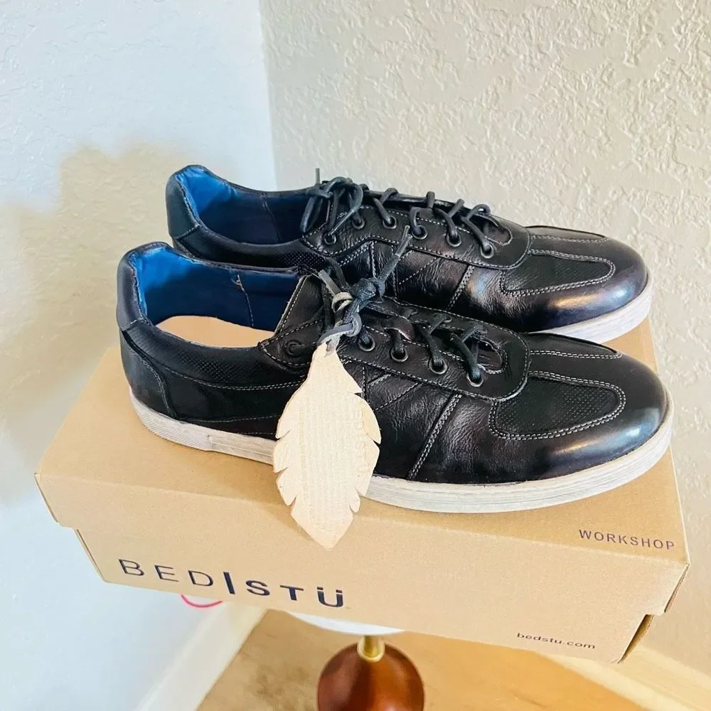 BED STU Men’s Muller Leather Sneaker,‎ Pre-Scuffed, Designer, Navy, NWT